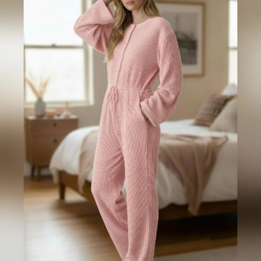 Vintage Chenille Terry‎ Pastel Pink  Women's Jumpsuit NWT Loungewear Rare